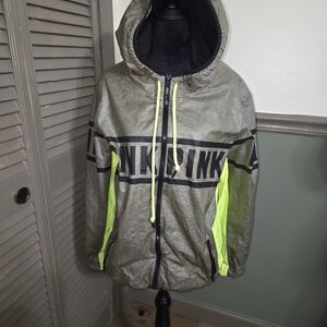 PINK Victoria's Secret Gray and Neon Green Jacket
